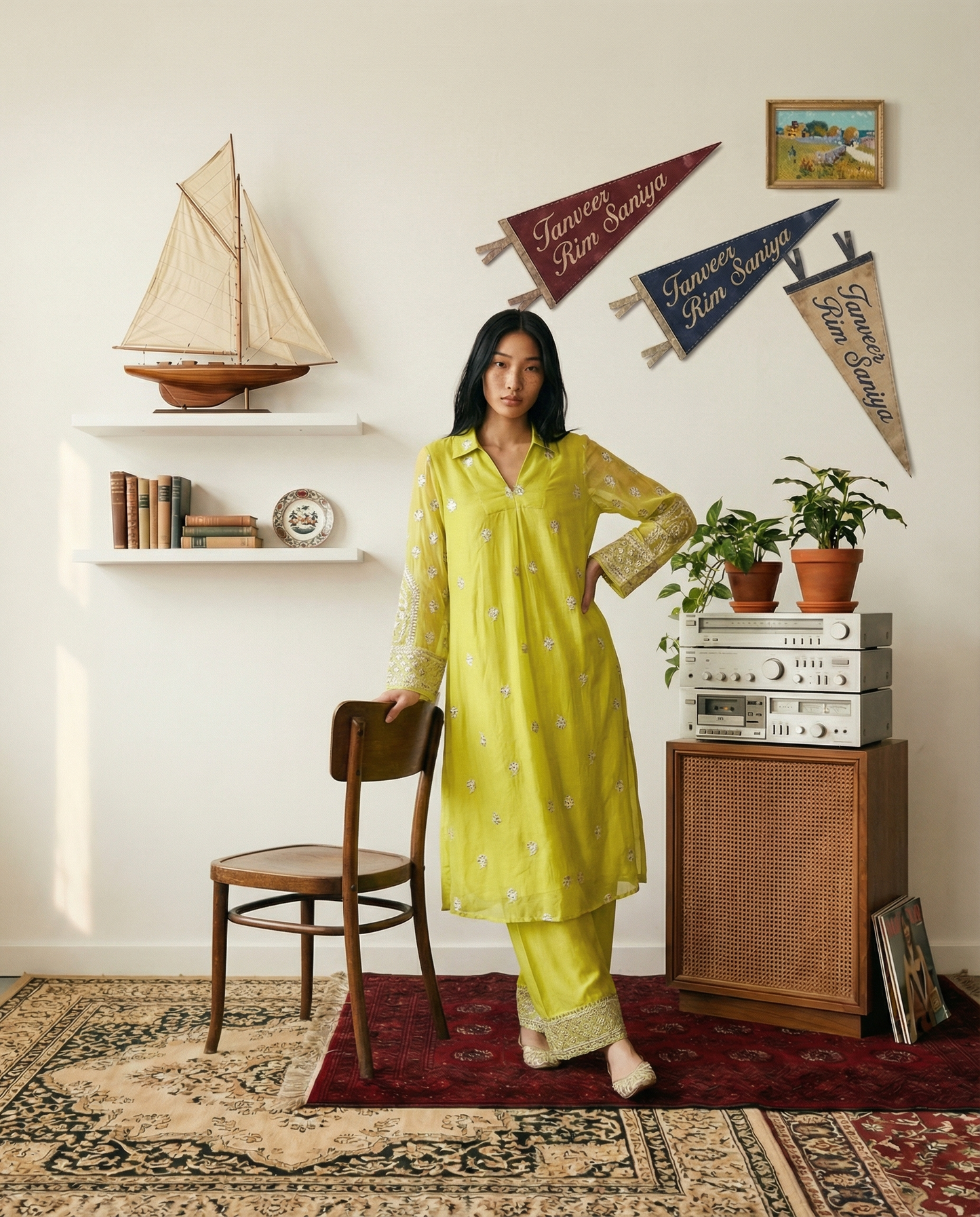 Savoy Holiday Ochre Yellow Embroidered Chanderi Kurta Set