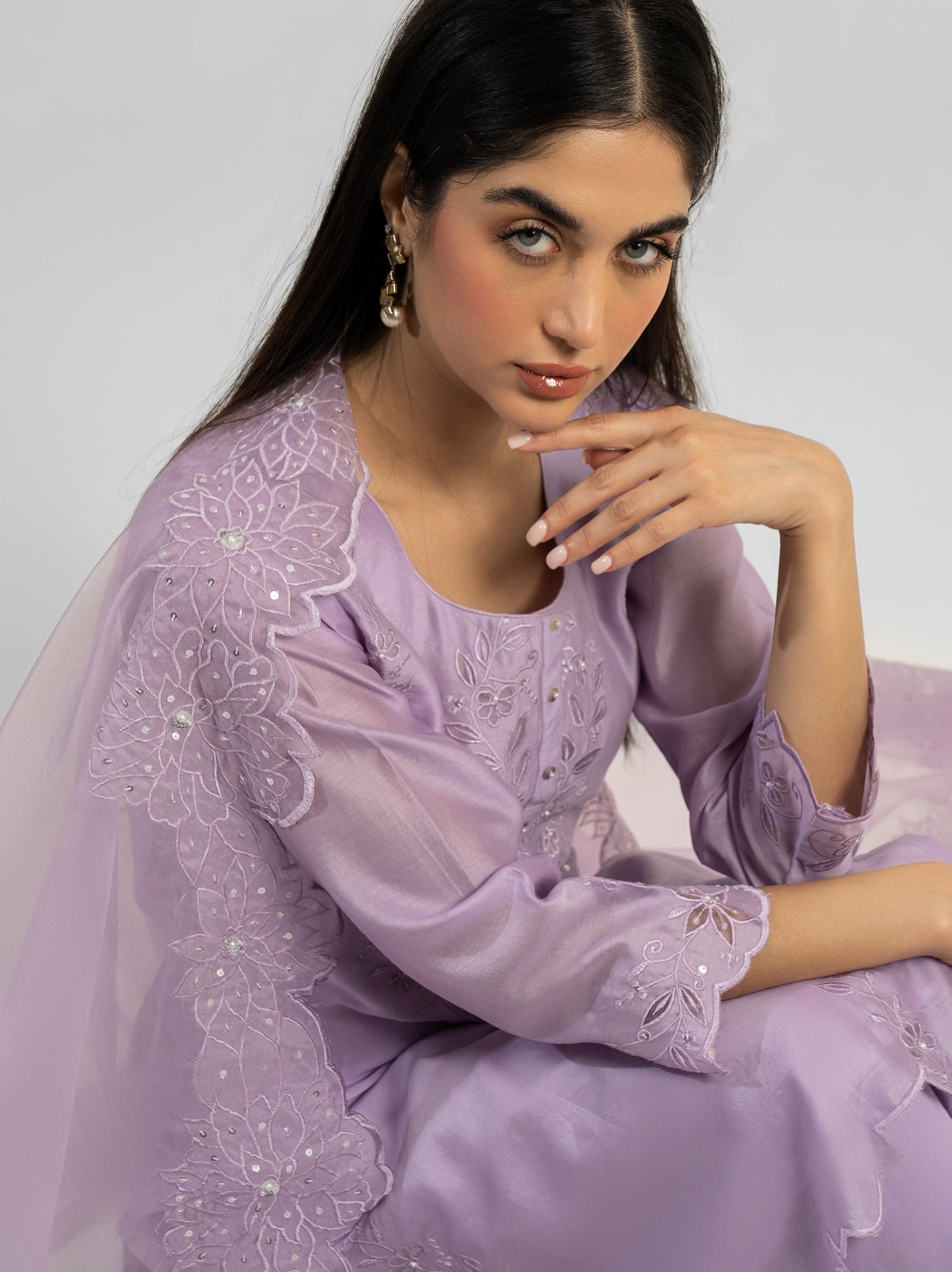 Savoy Holiday Ochre Yellow Embroidered Chanderi Kurta Set