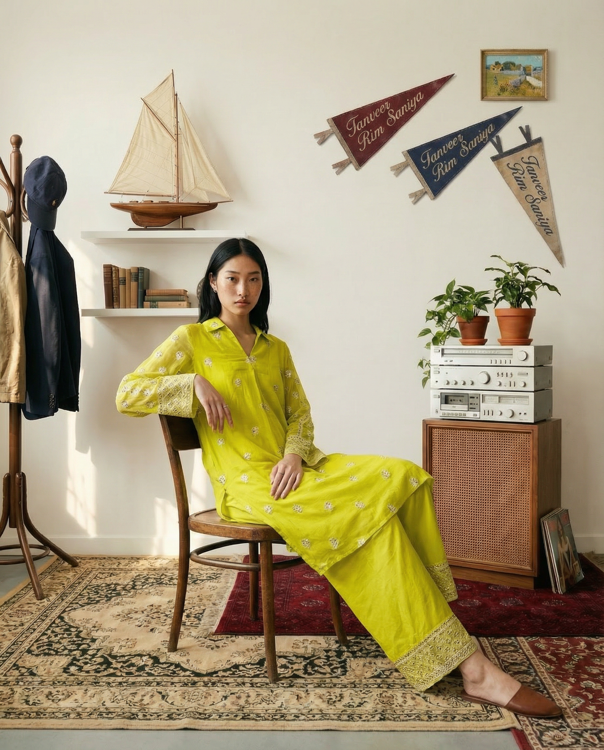 Savoy Holiday Ochre Yellow Embroidered Chanderi Kurta Set